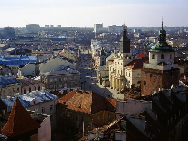 Foto lublin stadsbeeld tegen de lucht