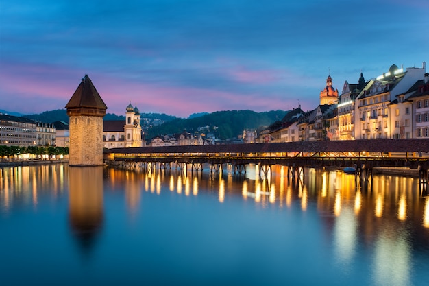 Lucerne. Image of Lucerne, Switzerland during twilight blue hour.