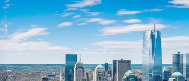 Foto lucht panoramisch uitzicht op de stad van new jersey city financiële centrum wolkenkrabbers