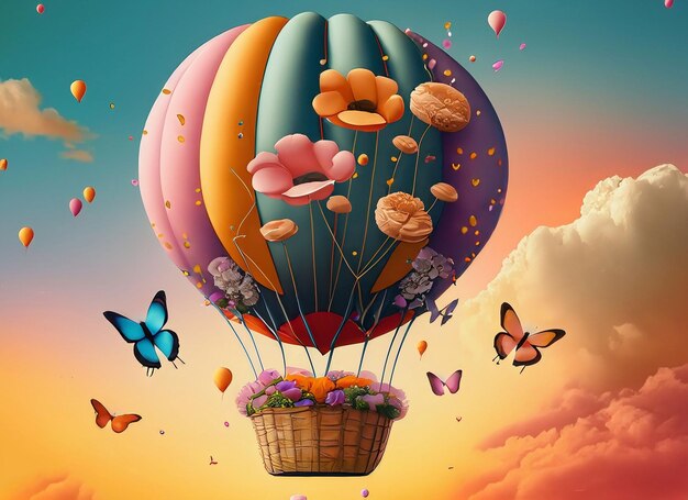 Luchtballonnen met bloemen