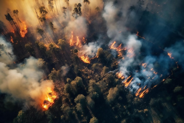 Luchtbeeld van bosbranden