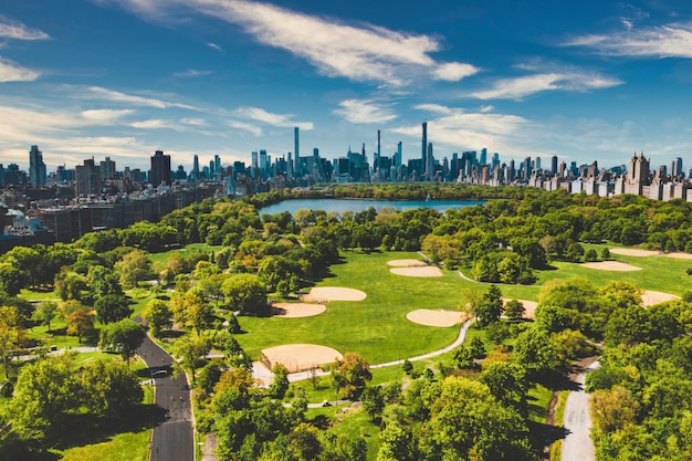 Foto luchtbeeld van central park in manhattan, new york.