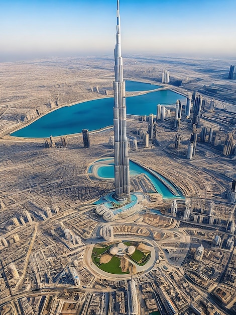 luchtbeeld van de Burj Khalifa