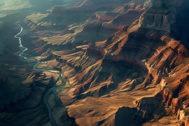 Luchtbeeld van de canyon met rivier