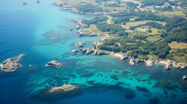 Luchtbeeld van de smaragd- en turquoise kust