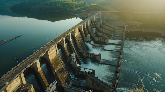 Luchtbeeld van de waterkrachtdam