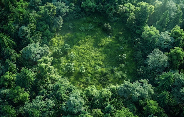 Luchtbeeld van een dicht tropisch regenwoud