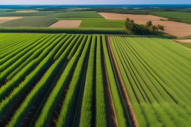 Luchtbeeld van een groen veld