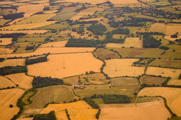 Luchtbeeld van een landbouwveld