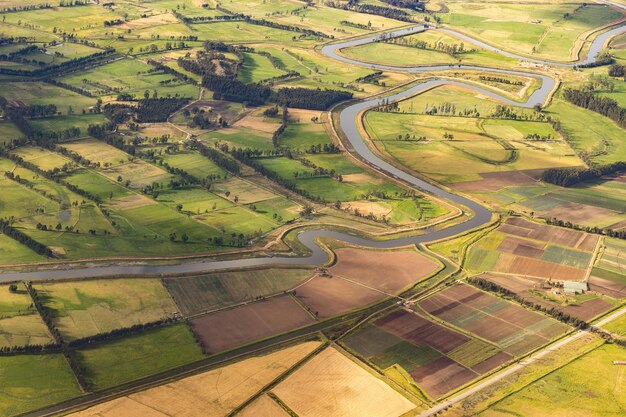 Foto luchtbeeld van een landbouwveld