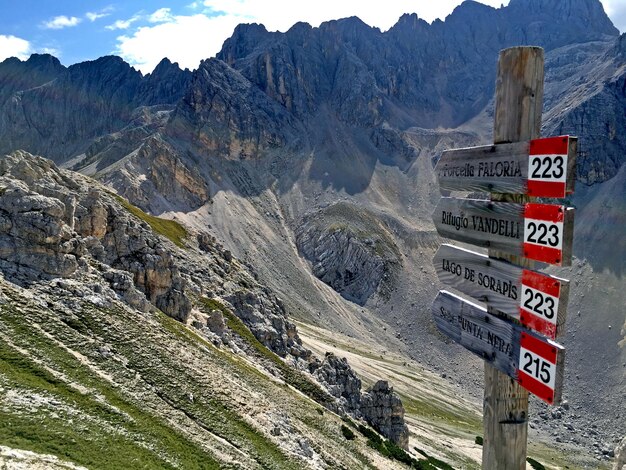 Foto luchtbeeld van een verkeersbord op een berg