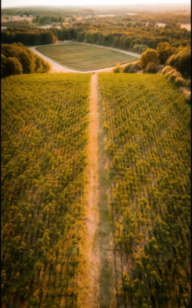 luchtbeeld van een weelderige groene wijngaard