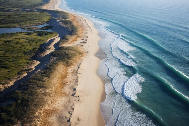 luchtbeeld van een zandstrand