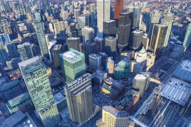 Luchtbeeld van gebouwen in de stad
