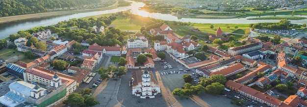 Luchtbeeld van gebouwen in de stad