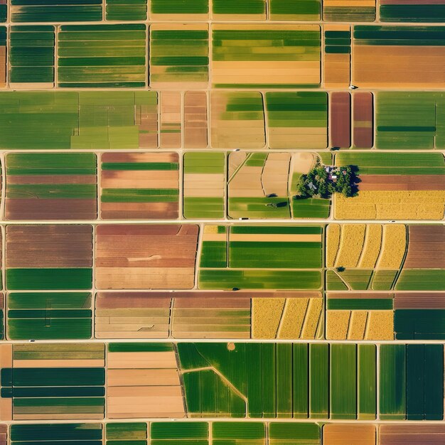 Luchtbeeld van groene velden