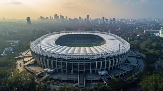 Luchtbeeld van het geweldige voetbalstadion Generatieve AI