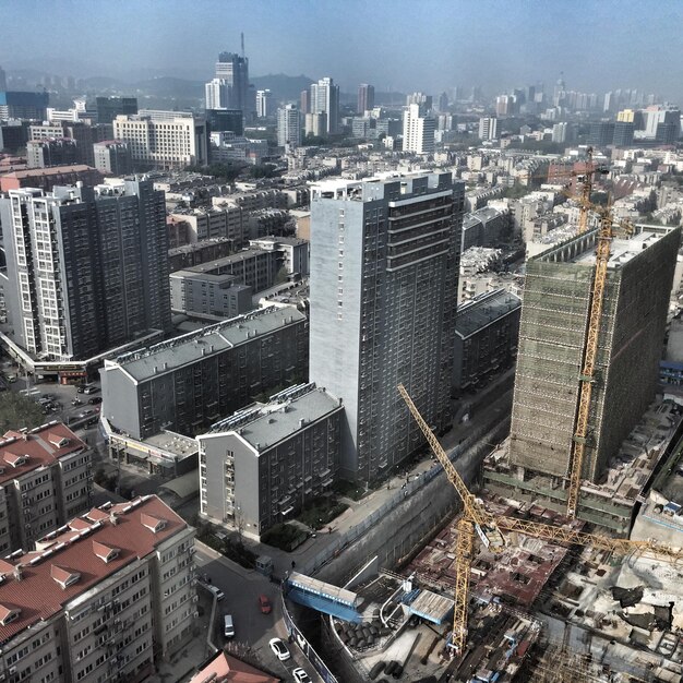 Foto luchtbeeld van het stadslandschap