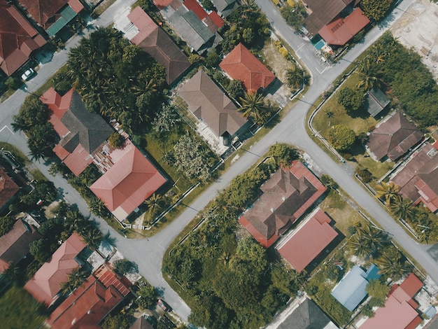 Luchtbeeld van huizen