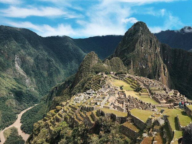 Foto luchtbeeld van machu picchu