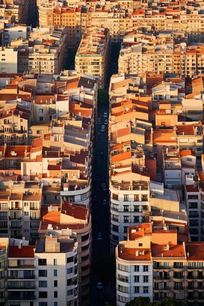 luchtbeeld van typische gebouwen van het stadsbeeld van Barcelona