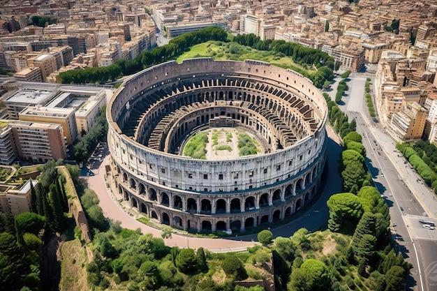 Luchtbeelden van Colosseum Colosseum Rome Italië illustratie generatieve ai