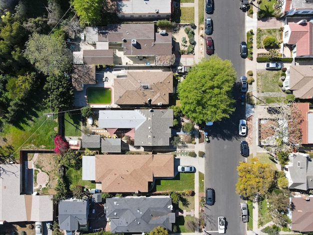 Luchtfoto boven de wijk Reynier Village in West Los Angeles, Californië, VS