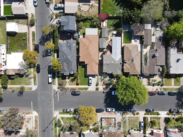 Luchtfoto boven de wijk Reynier Village in West Los Angeles, Californië, VS