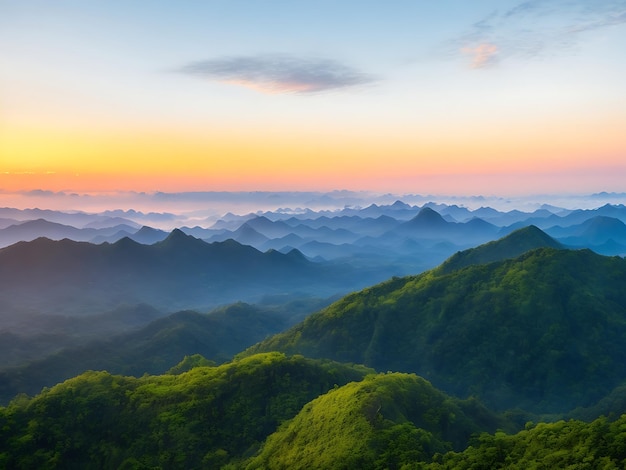 Luchtfoto doi luang chiang dao bergen bij zonsondergang chiang mai thailand AI gegenereerd