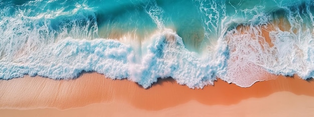 Luchtfoto Drone-fotografie Oceaangolven Strandachtergrond Natuurlijk Zomervakantie Feestdagen Top