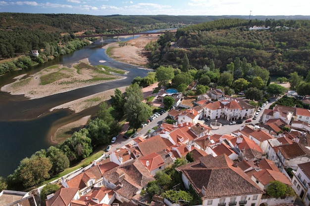 Luchtfoto drone uitzicht op Constancia in de wijk Santarem Portugal