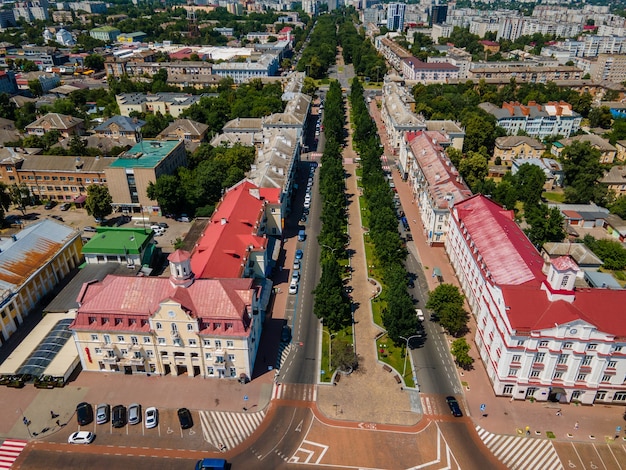 Luchtfoto drone uitzicht op het centrum van Tsjernihiv