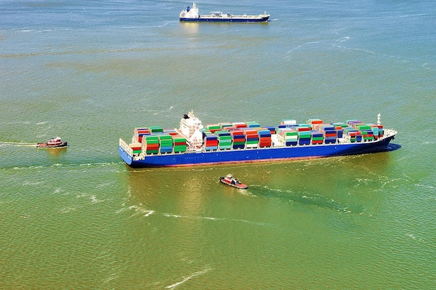 Luchtfoto naar Bayonne Container Vessel, NJ, VS