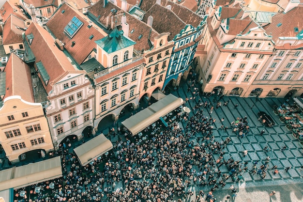 Luchtfoto naar de oude stad in Praag, Tsjechië