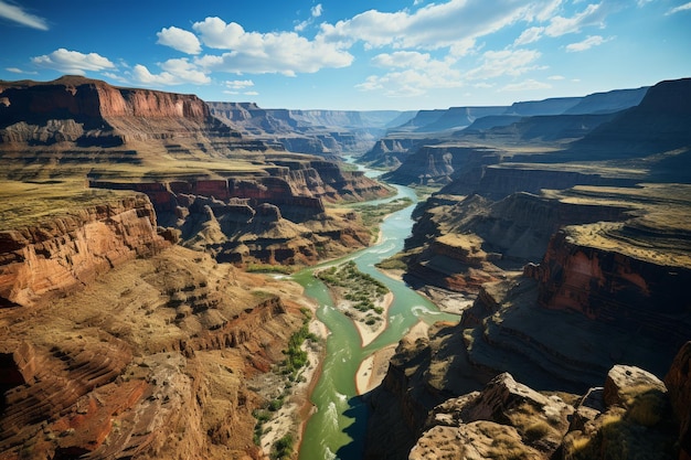 Foto luchtfoto's die de grootsheid van de schoonheid van de canyon vastleggen