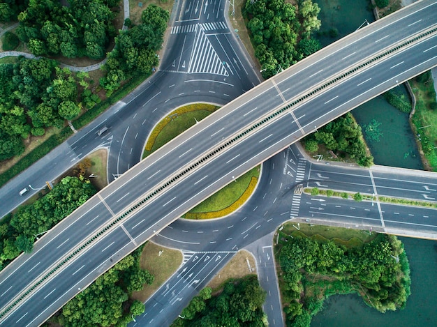 Luchtfoto uitzicht over de weg