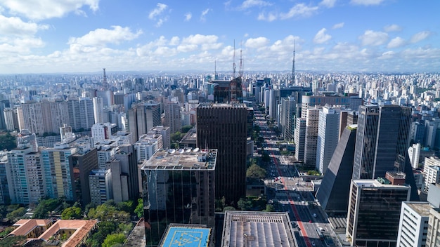 Luchtfoto van Av. Paulista in Sao Paulo, SP. Hoofdstraat van de hoofdstad