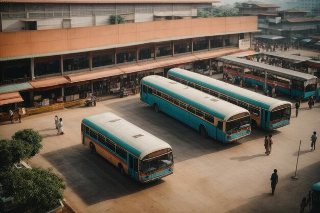Luchtfoto van bushalte zonder mensen of mensen