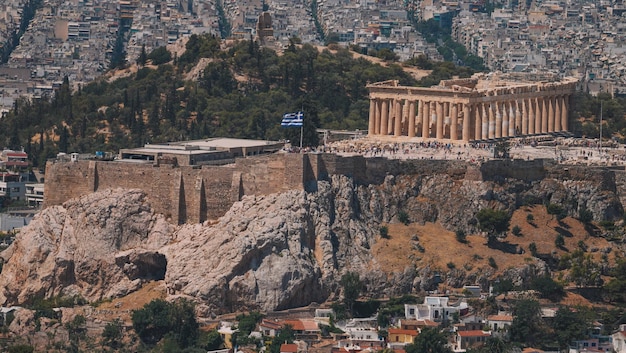 Luchtfoto van de Akropolis in Athene