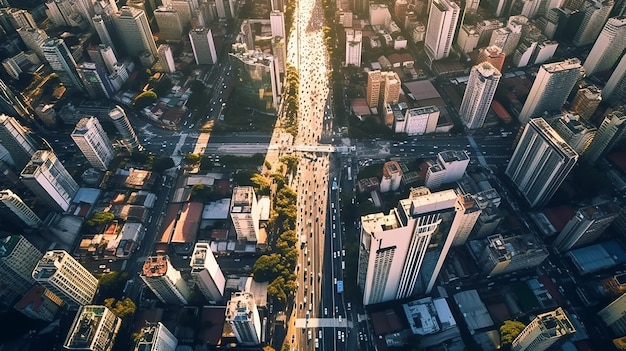 Luchtfoto van de Avenida Paulo Generative AI in Sao Paulo in Brazilië