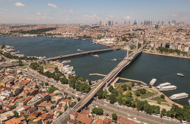 Luchtfoto van de Gouden Hoorn in Istanbul