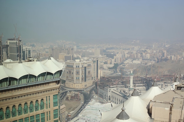 Luchtfoto van de heilige stad Mekka in Saoedi-Arabië