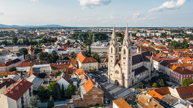 Luchtfoto van de kathedraal van Wiener Neustadt, Oostenrijk