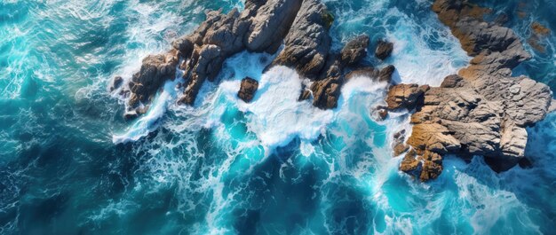 Luchtfoto van de rotsachtige kust van de Oceaan