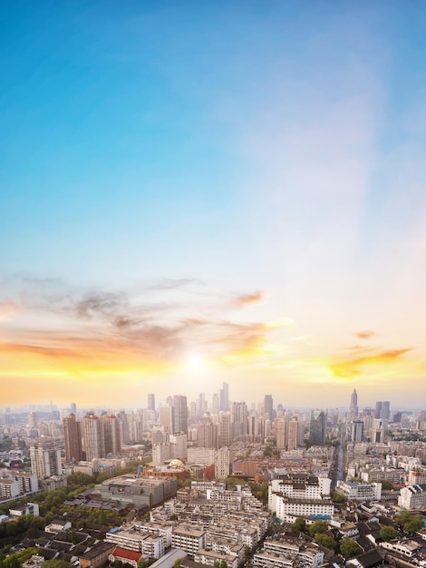 Luchtfoto van de skyline van modern architectonisch landschap in Nanjing, China