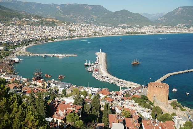 Luchtfoto van de stad Alanya in Antalya Turkiye