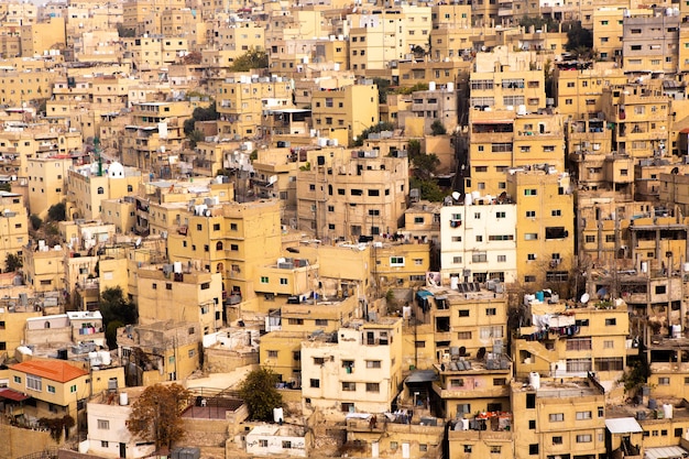 Luchtfoto van de stad Amman, de hoofdstad van Jordanië