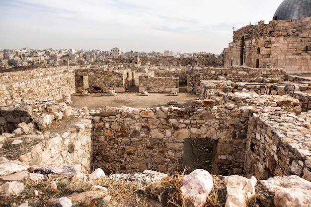 Luchtfoto van de stad Amman, de hoofdstad van Jordanië