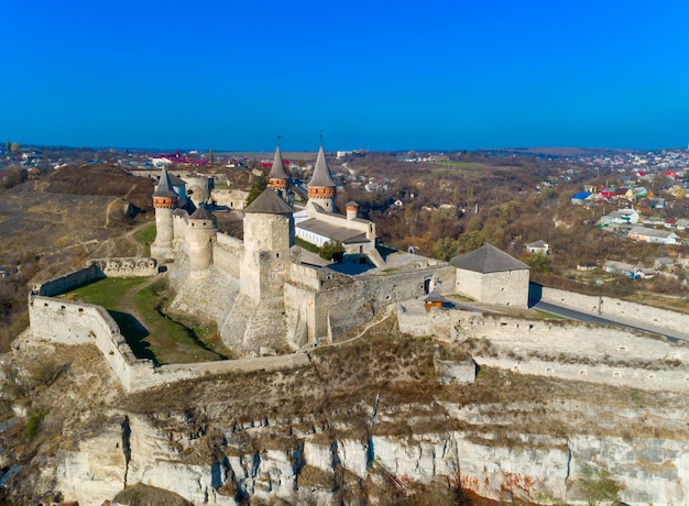 Luchtfoto van de stad Kamenetz-Podolsky.