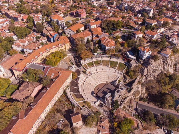 Luchtfoto van de stad Plovdiv Bulgarije